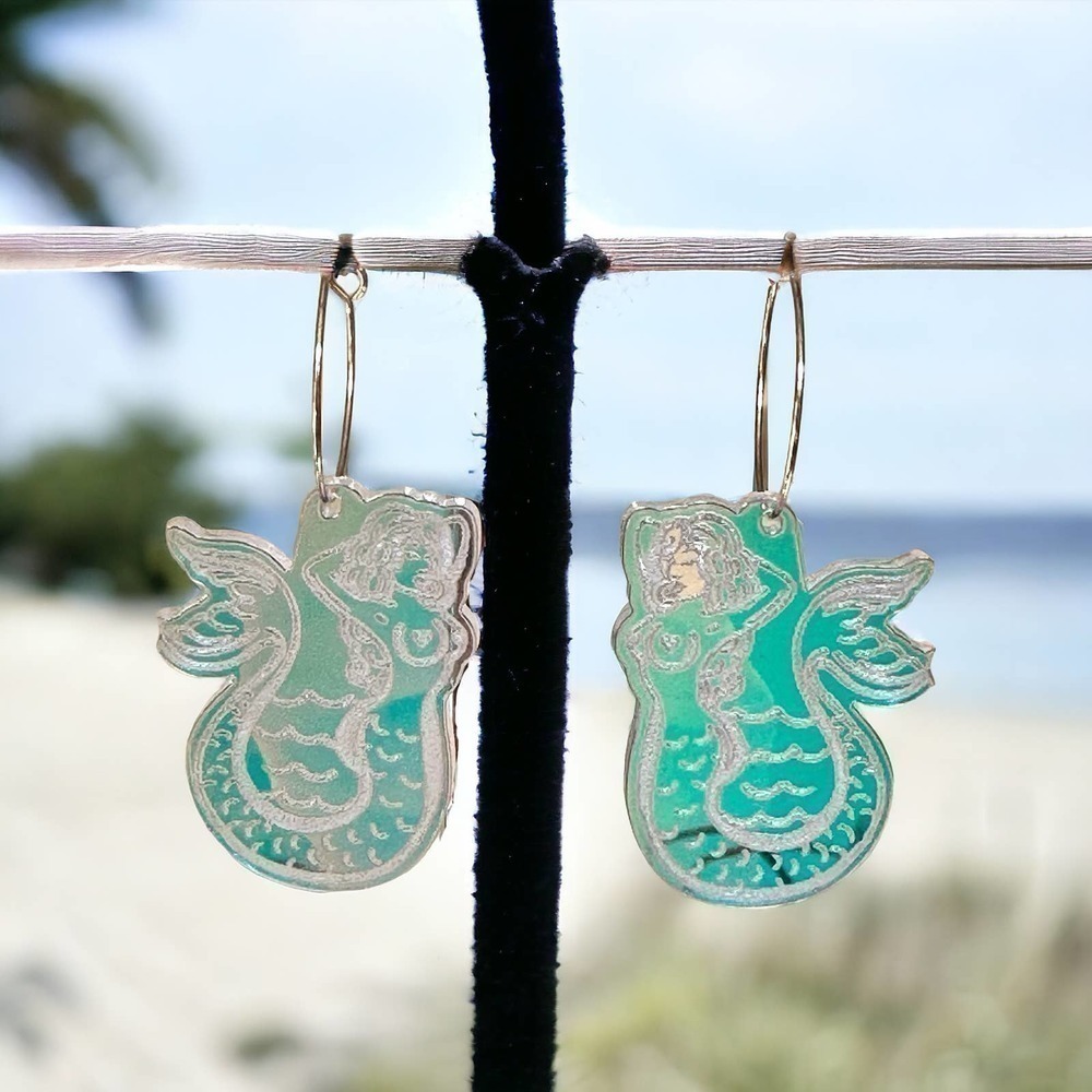 Retro Tattoo Mermaid‎ Earrings